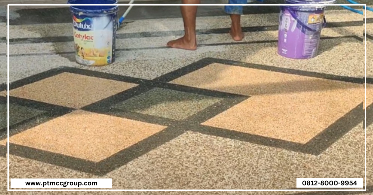 jasa pebble floor dan stamped concrete