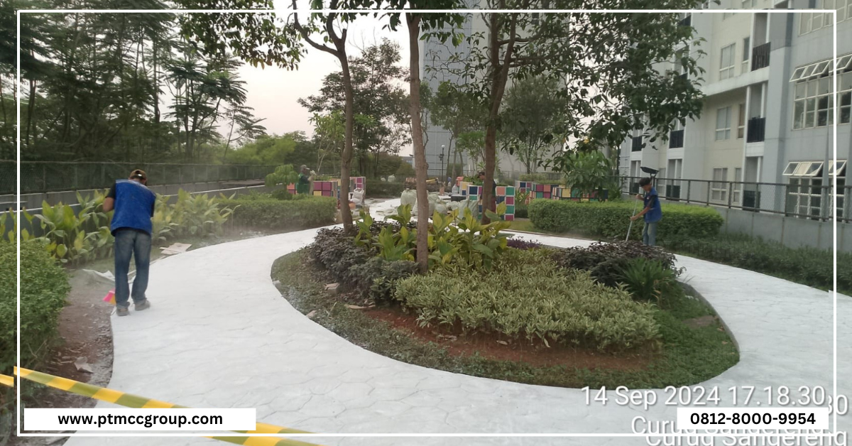 jasa pebble floor dan stamped concrete